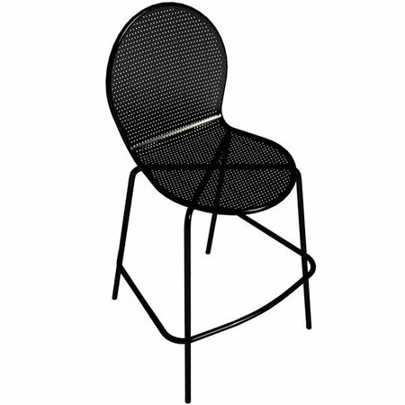 AMERICAN TABLES AND SEATING 94-BS Black Mesh Outdoor Bar Stool with Rounded Seat and Seat Back 13294BS